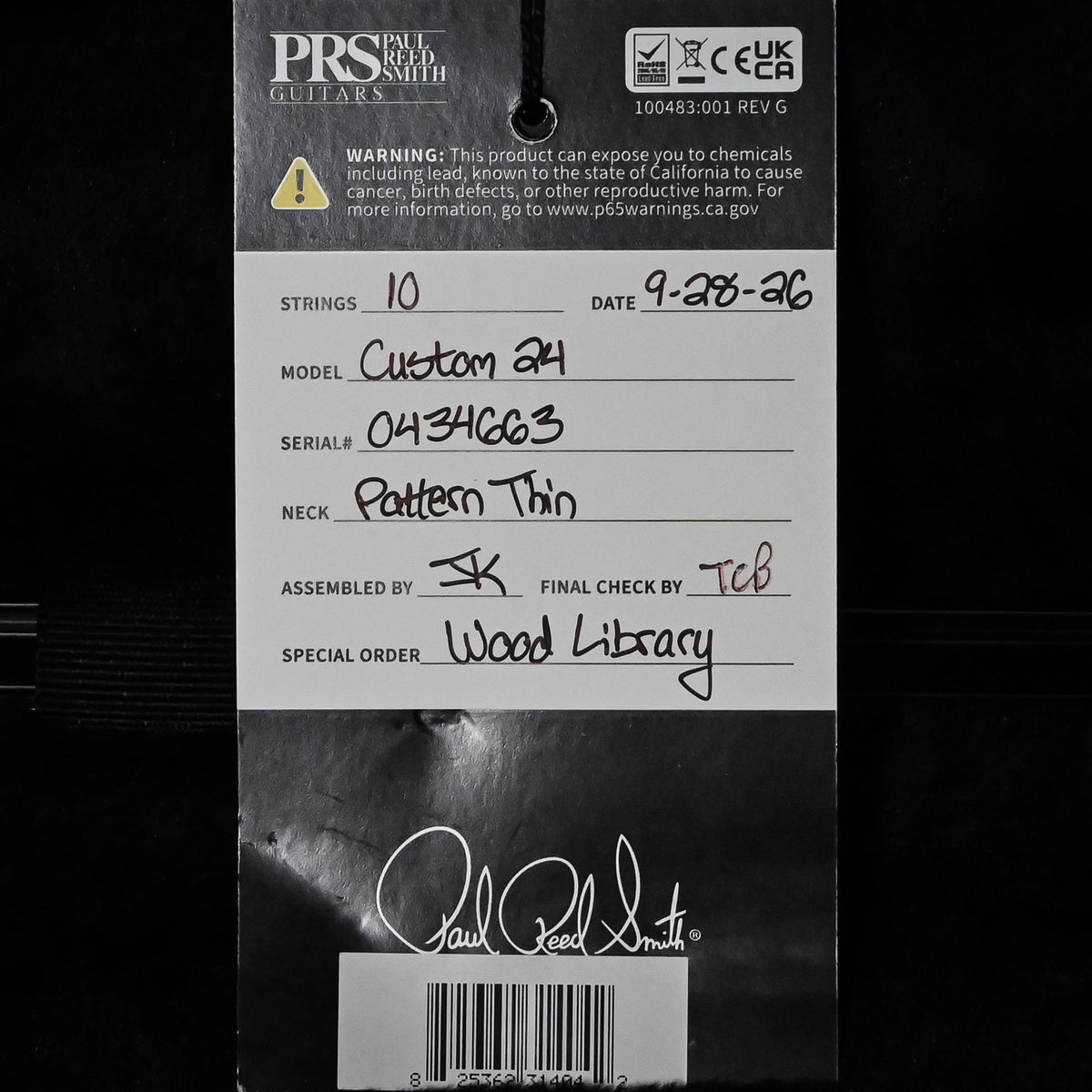 PRS Custom 24 Wood Library w/ Brazilian Rosewood, & DMO Pickups- Aquamarine (Natural Back) 2026 (0434663)