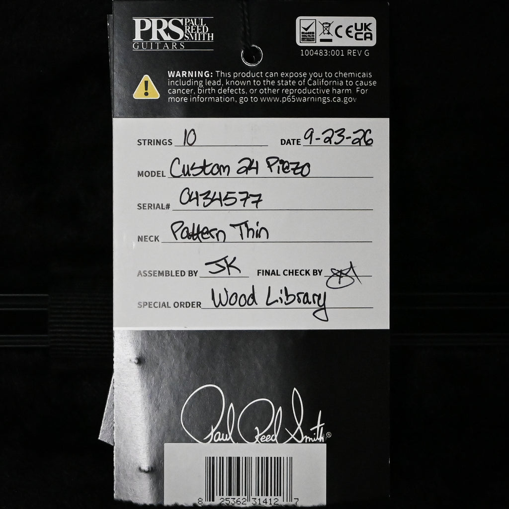 PRS Custom 24 Piezo Wood Library w/ 10-Top & Brazilian Rosewood- Faded Blue Jean (Natural Back) (0434577)