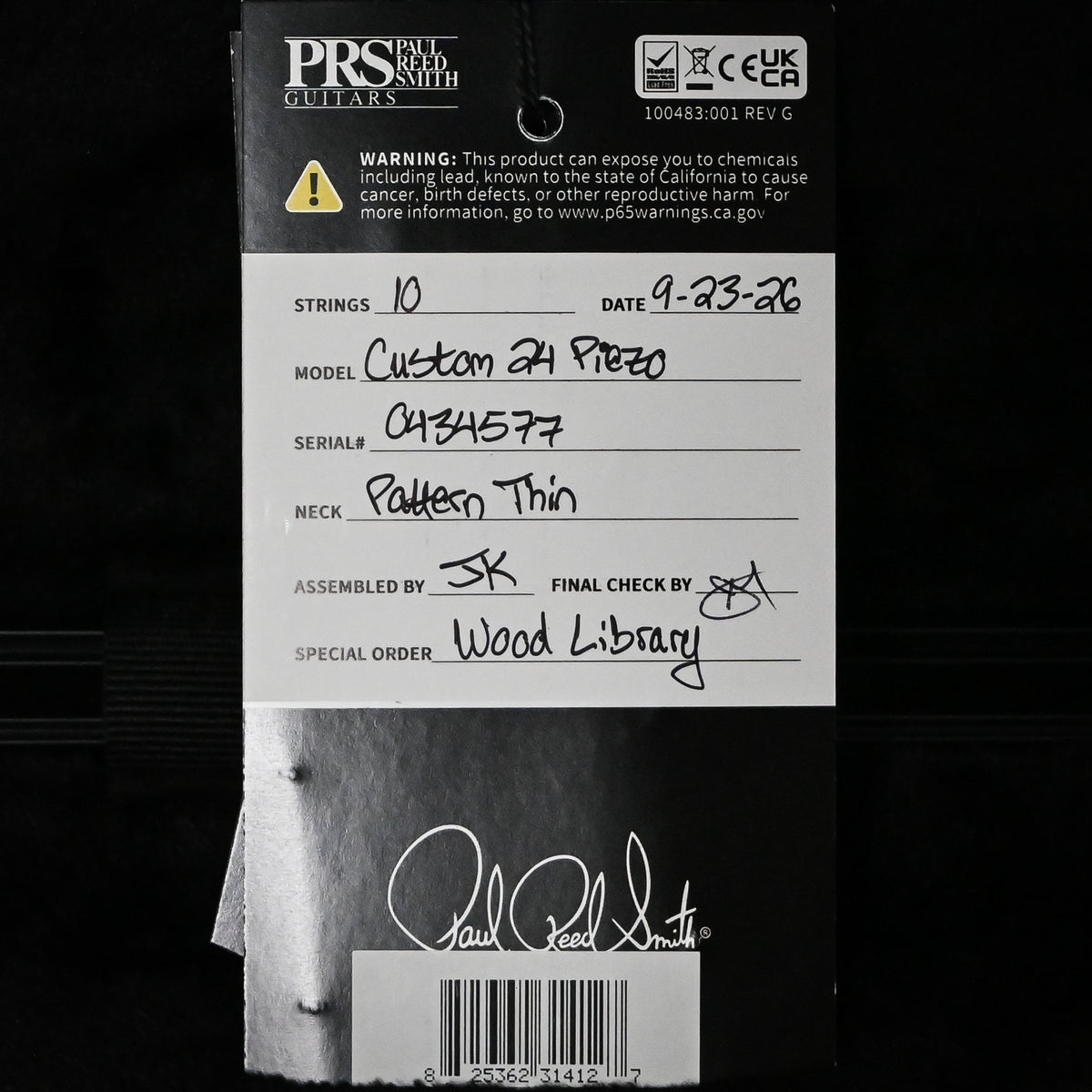 PRS Custom 24 Piezo Wood Library w/ 10-Top & Brazilian Rosewood- Faded Blue Jean (Natural Back) (0434577)