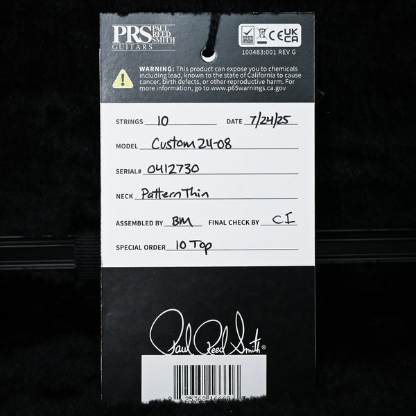 PRS Custom 24-08 w/ 10-Top Electric Guitar- Black Gold Wraparound Burst 2025 (0412730)