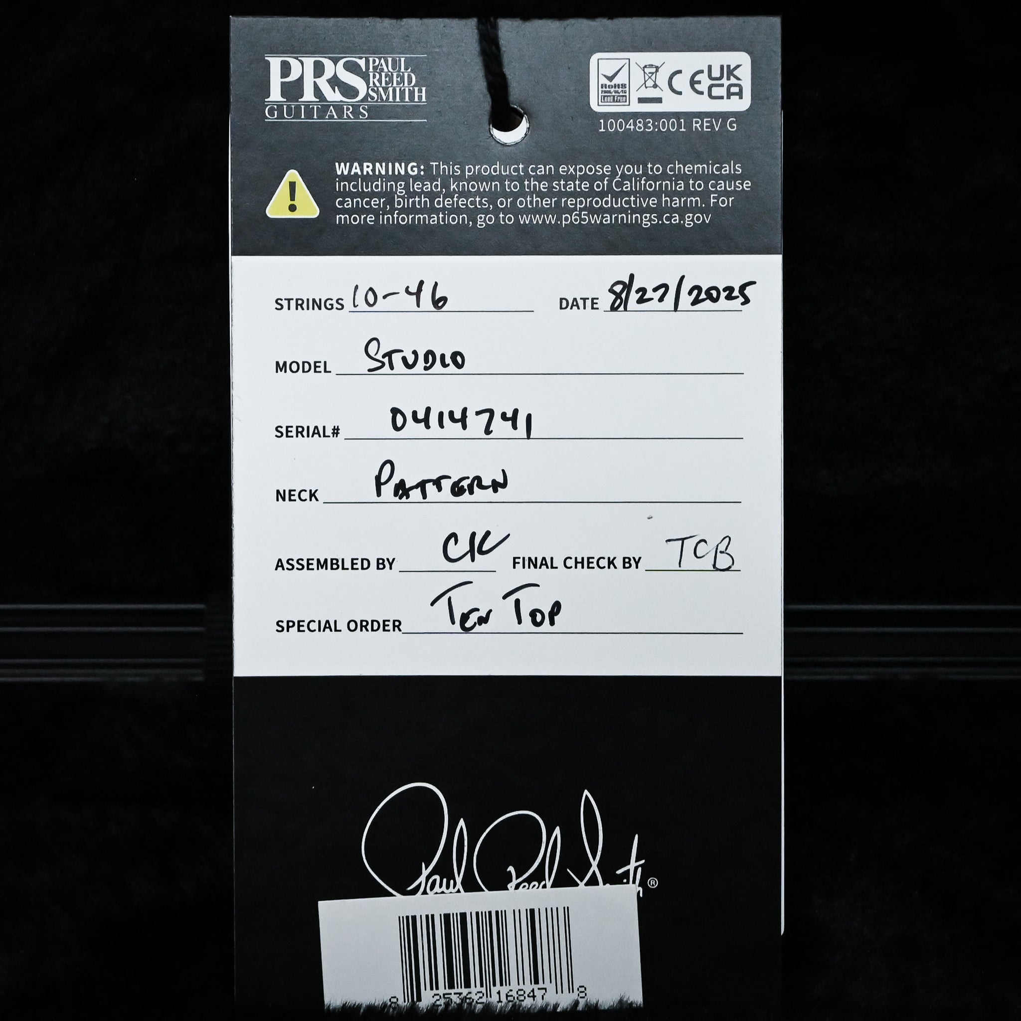 PRS Studio w/ 10-Top Electric Guitar- Cobalt Smokeburst 2025 (0414741)