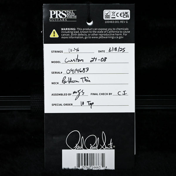 PRS Custom 24-08 w/ 10-Top Electric Guitar- Cobalt Smokeburst 2025 (0414683)
