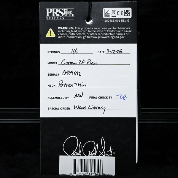 PRS Custom 24 Piezo Wood Library w/ 10-Top, Brazilian Rosewood, & DMO Pickups- Eriza Verde 2025 (0409892)