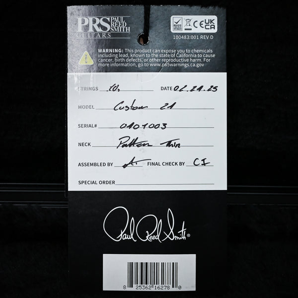 PRS Custom 24 w/ DMO Pickups- Antique White Top (Opaque Top with Natural Back) 2025 (0401003)