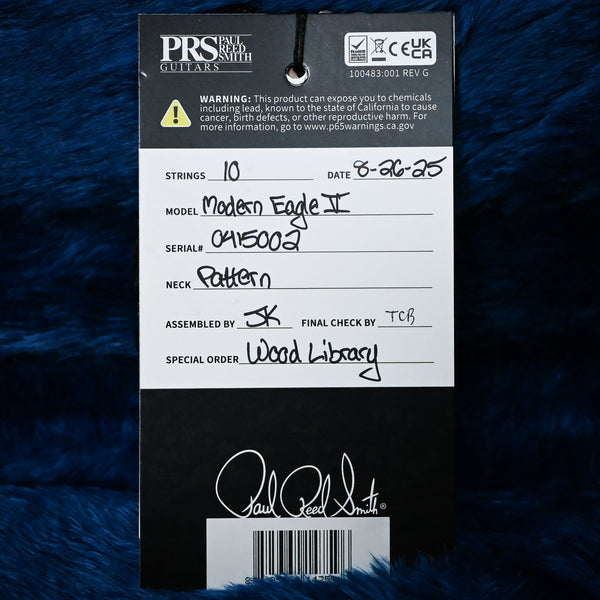 PRS Modern Eagle V Wood Library w/ 10-Top & Brazilian Rosewood Fingerboard Electric Guitar- Blue Fade 2025 (0415002)