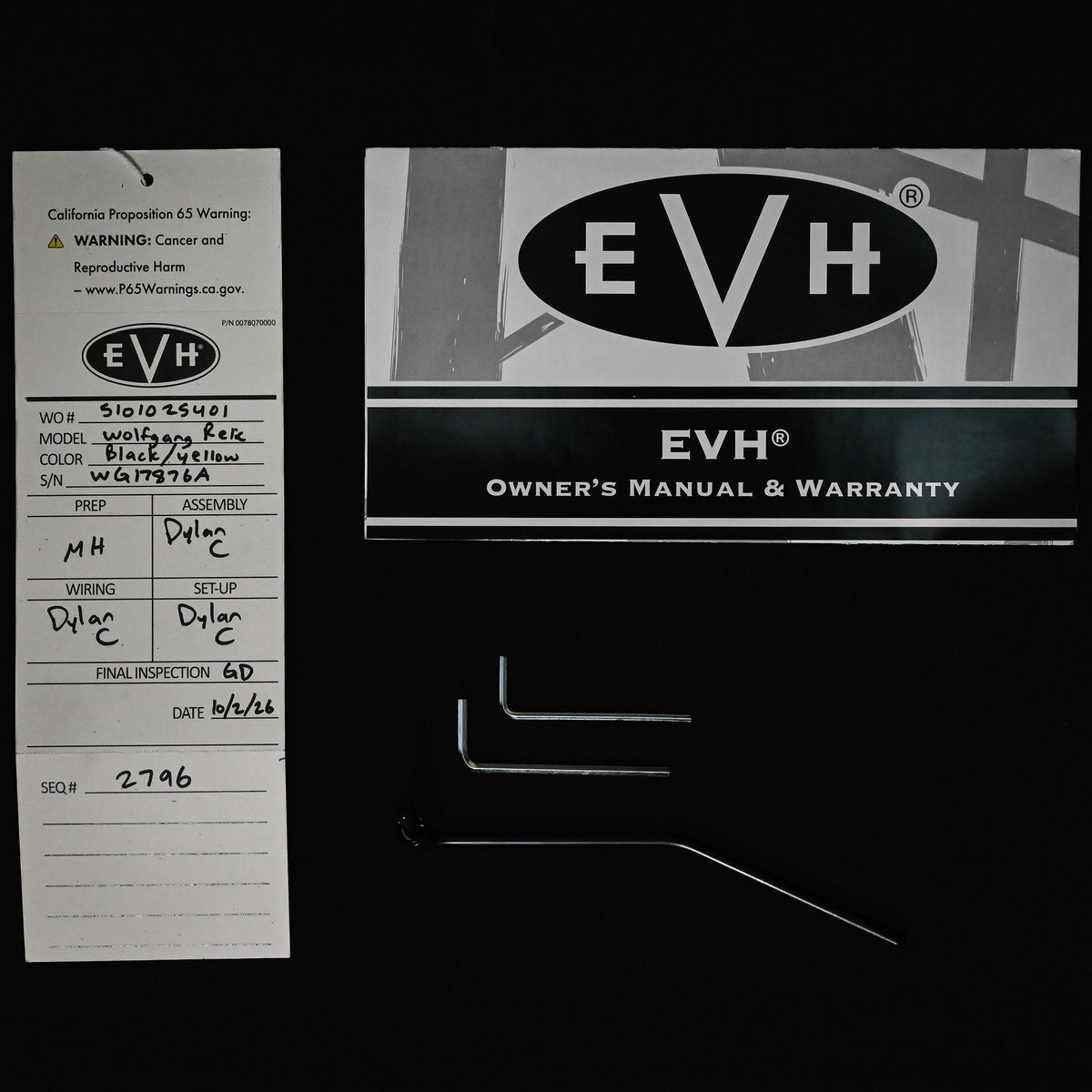 EVH Custom Shop USA Special Edition Wolfgang, Nitro Relic Tour- Black & Yellow Stripes 2026 (WG17876A)