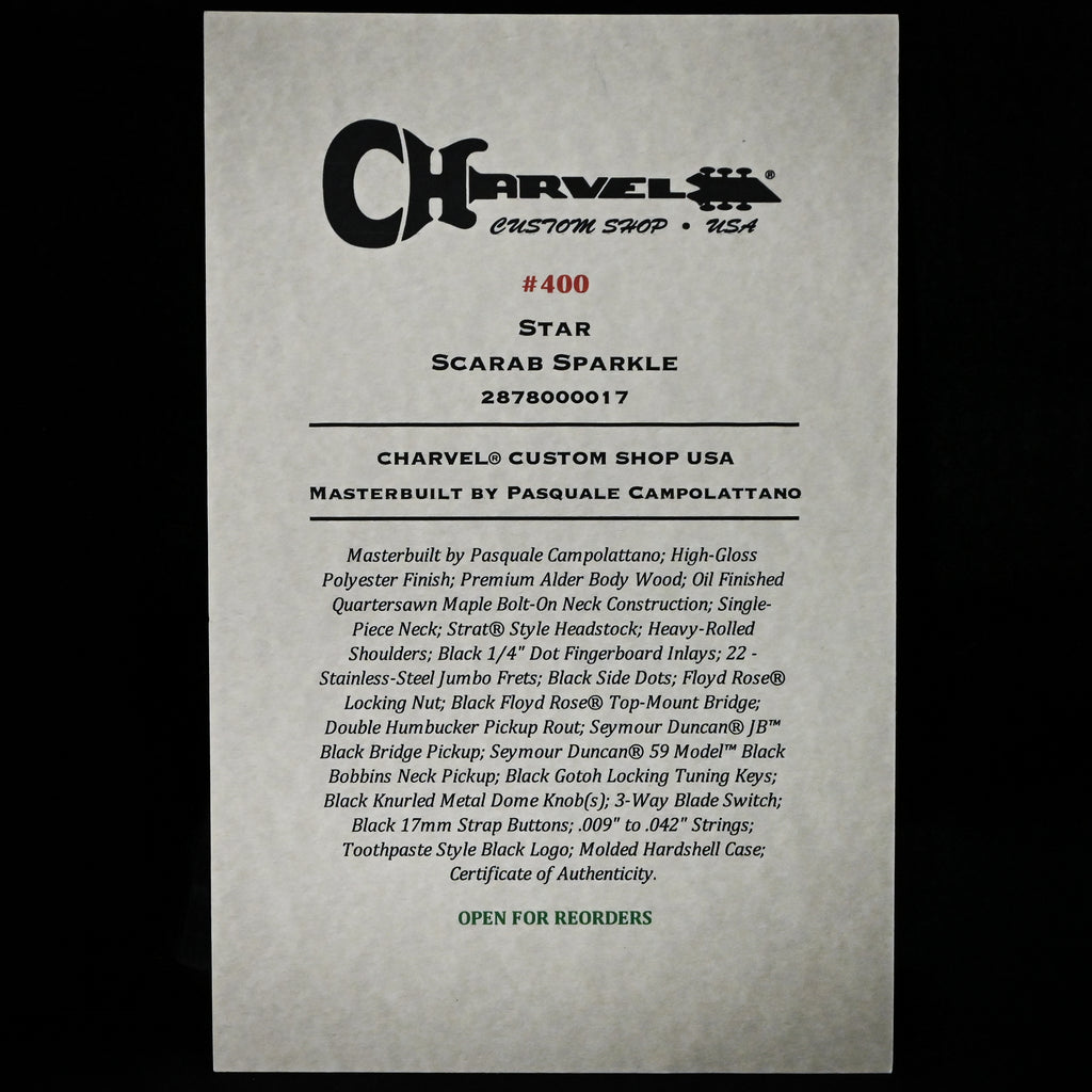 Charvel Custom Shop USA Masterbuilt by Pasquale Campolattano Star Electric Guitar- Scarab Sparkle 2025 (C18993)