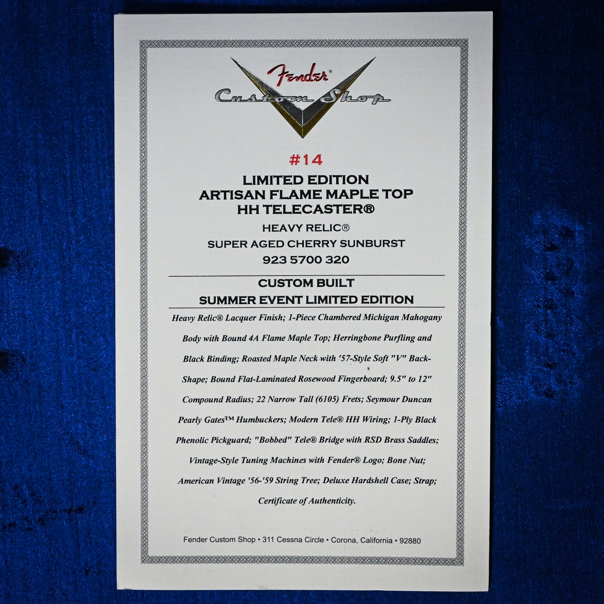 Fender Custom Shop Limited Edition Artisan Flame Maple Top Telecaster, Heavy Relic- Super Aged Cherry Sunburst 2026 (CZ591418) Summer Event Special Run