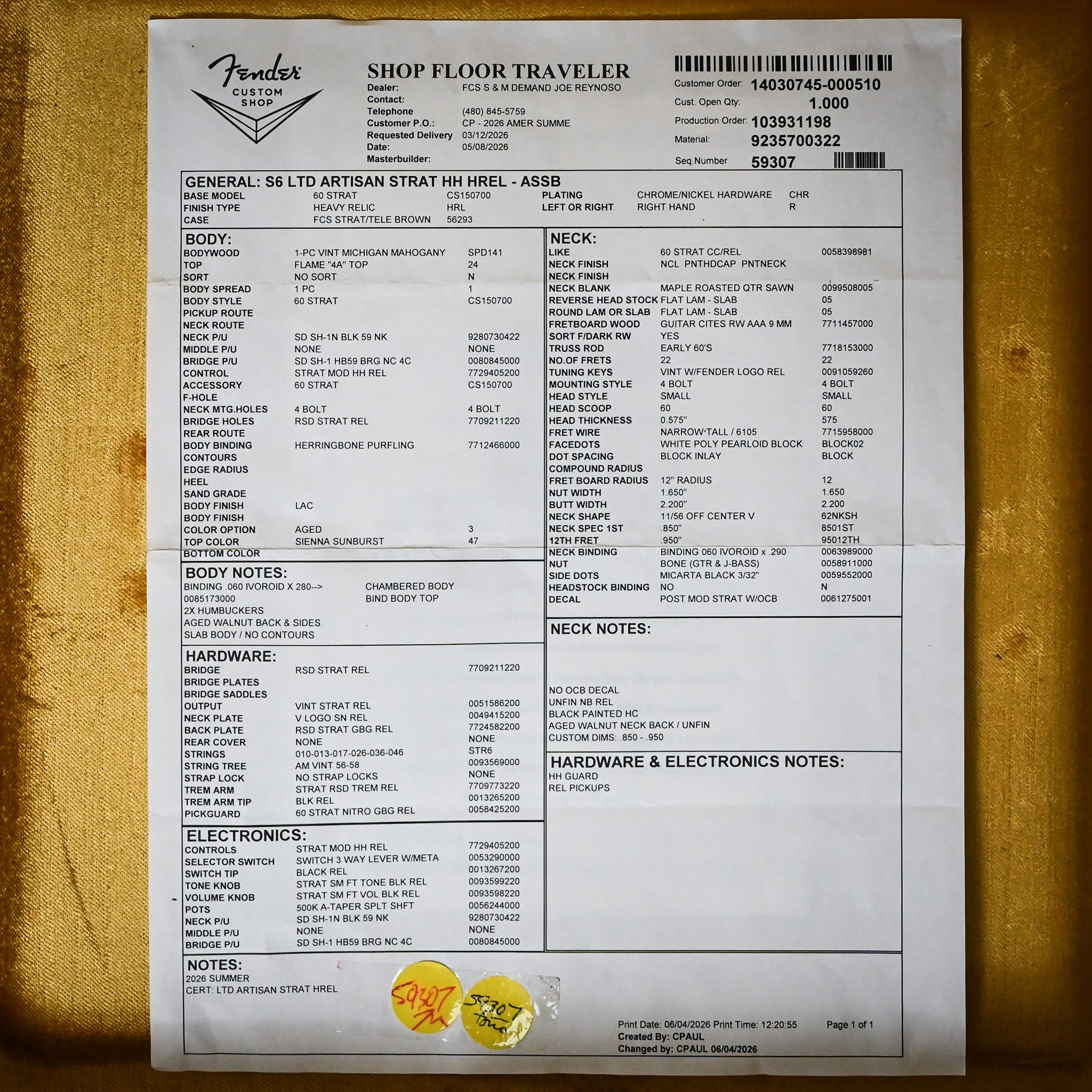Fender Custom Shop Limited Edition Artisan Flame Maple Top Stratocaster, Relic- Super Aged Honey Burst 2026 (CZ591508) Summer Event Special Run