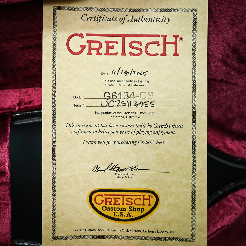 Gretsch Custom Shop USA Masterbuilt Chad Henrichsen 1955 Penguin Heavy Relic- Firebird Red over Black 2025 (UC25113955)