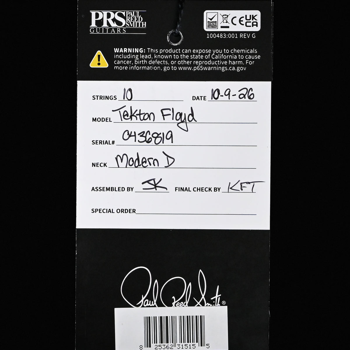 PRS Tekton Floyd Electric Guitar- Hot Pink 2026 (0436819)