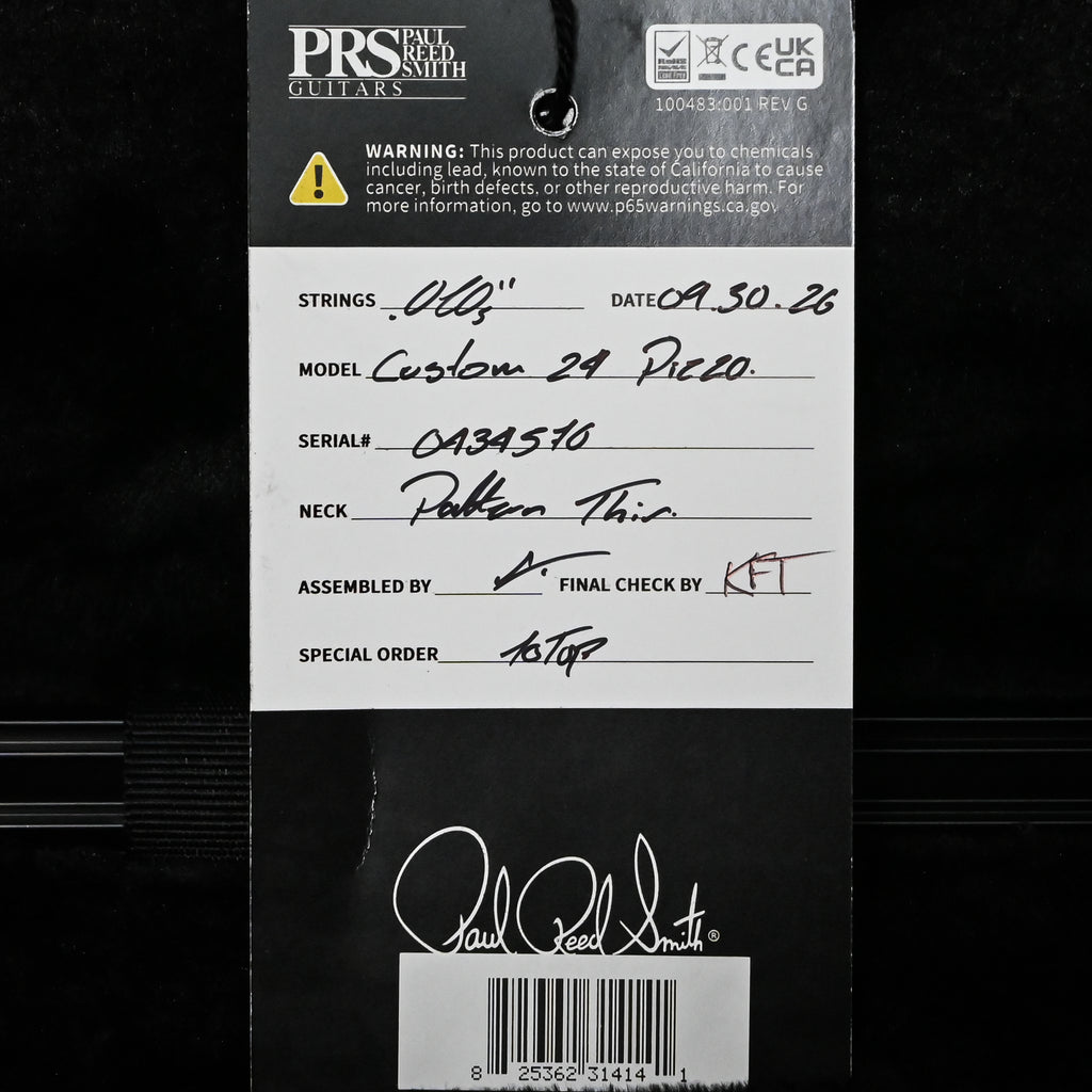 PRS Custom 24 Piezo Wood Library w/ 10-Top & Brazilian Rosewood- Violet Blue Burst 2026 (0434570)