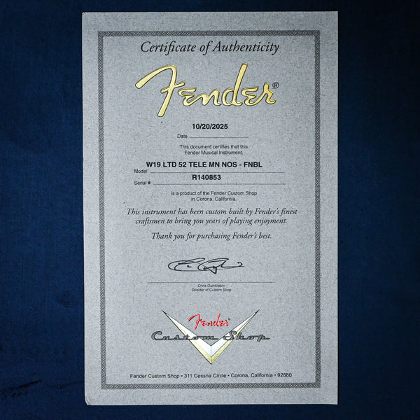 Fender Custom Shop Limited Edition '52 Telecaster NOS- Faded Nocaster Blonde 2025 (R140853)