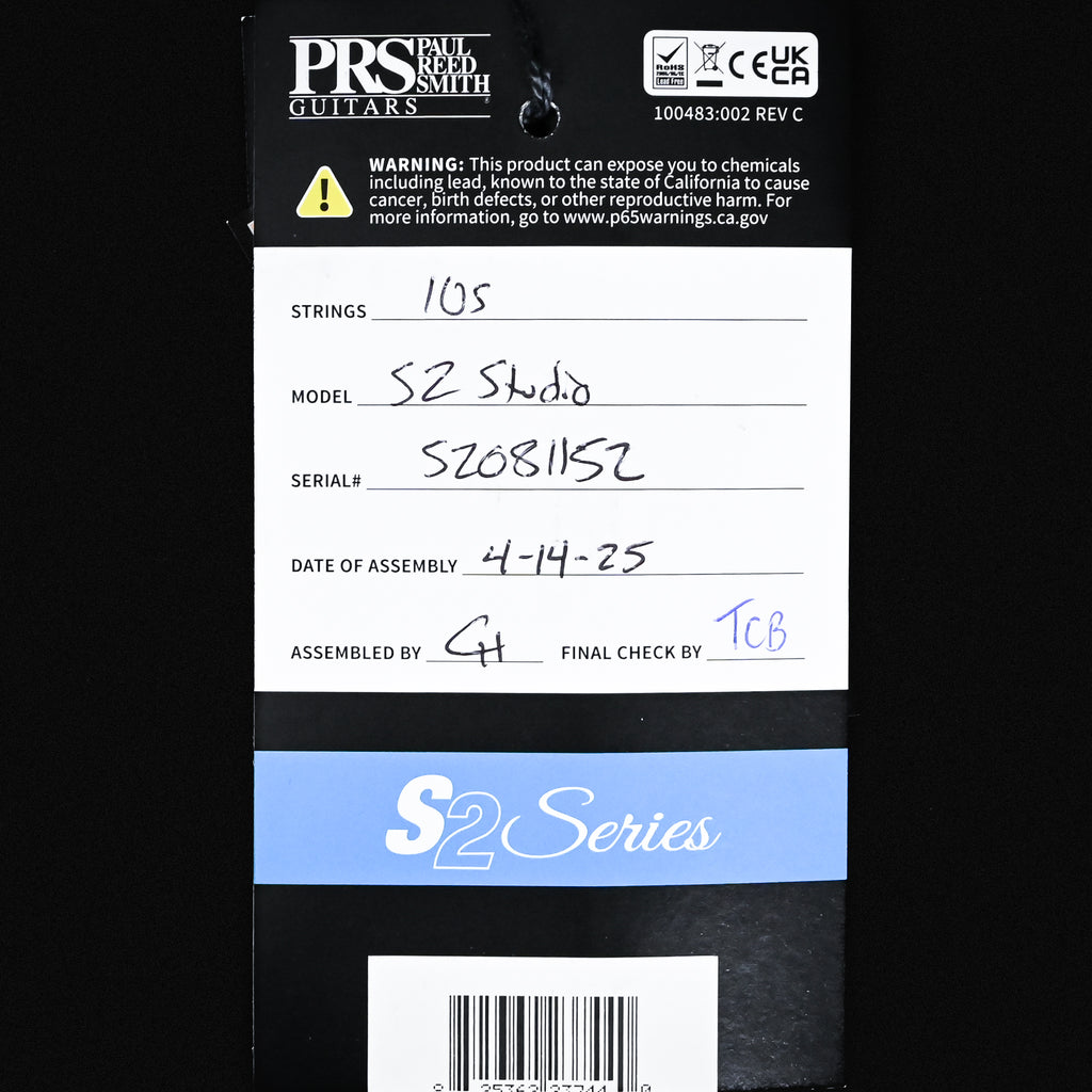 PRS S2 Studio Electric Guitar- Black Amber 2025 (S2081152)