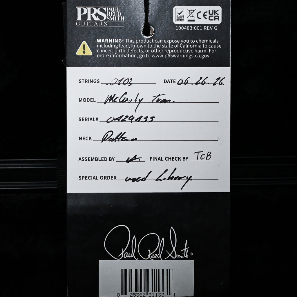 PRS Wood Library McCarty Tremolo w/ 10-Top & "408" Switching- Red Tiger (Natural Back)- Stained Neck 2026 (0429455)