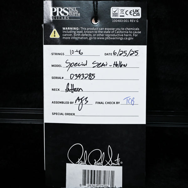PRS Special Semi-Hollow Wood Library w/ 10-Top & Brazilian Rosewood Electric Guitar- Eriza Verde 2025 (0393785)