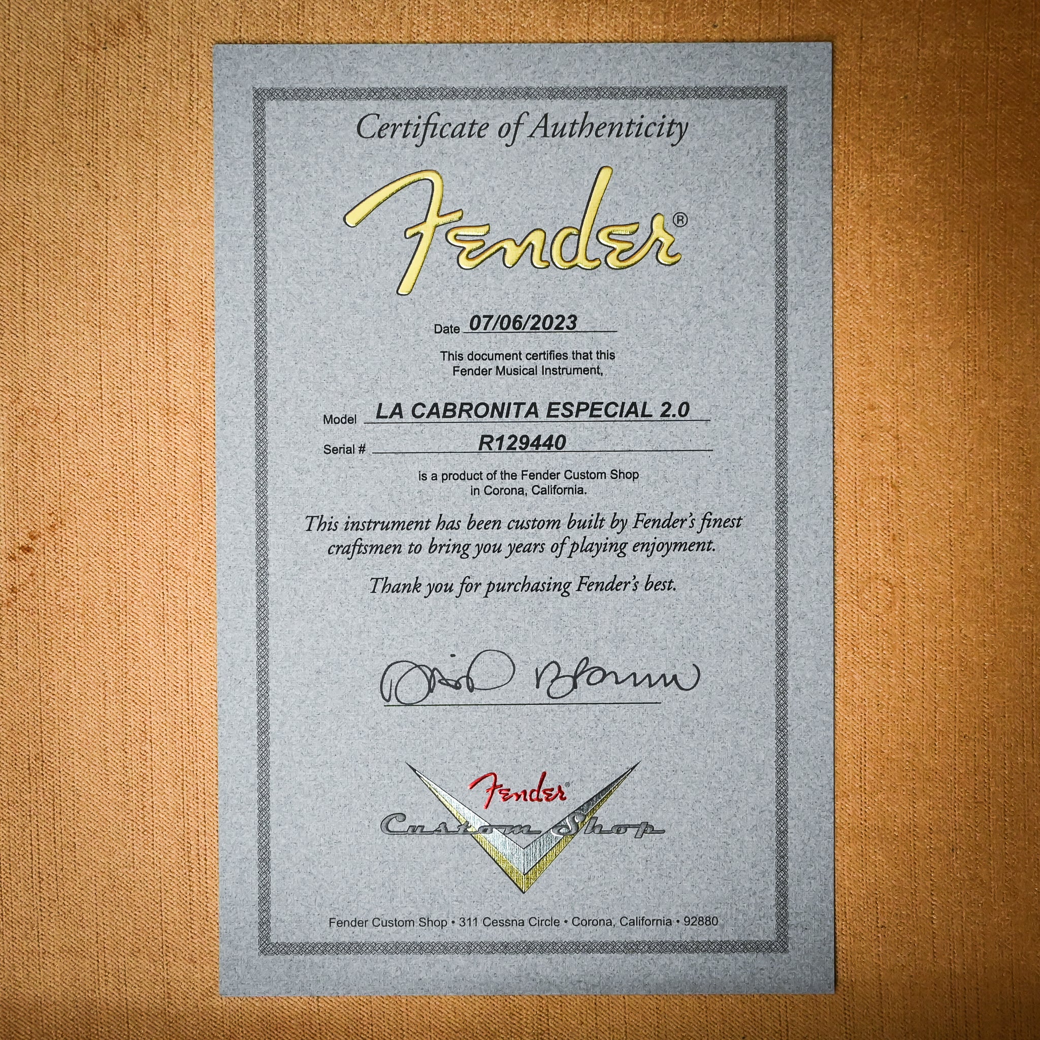 Fender Custom Shop Masterbuilt David Brown La Cabronita Especial 2.0 Telecaster Relic– Black 2023 (R129440)