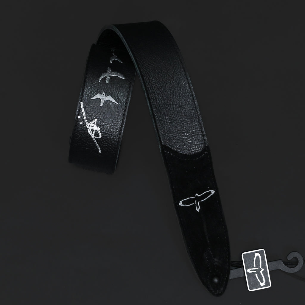 PRS Mark Lettieri Signed Premium Leather 2" Strap Embroidered Birds - Black