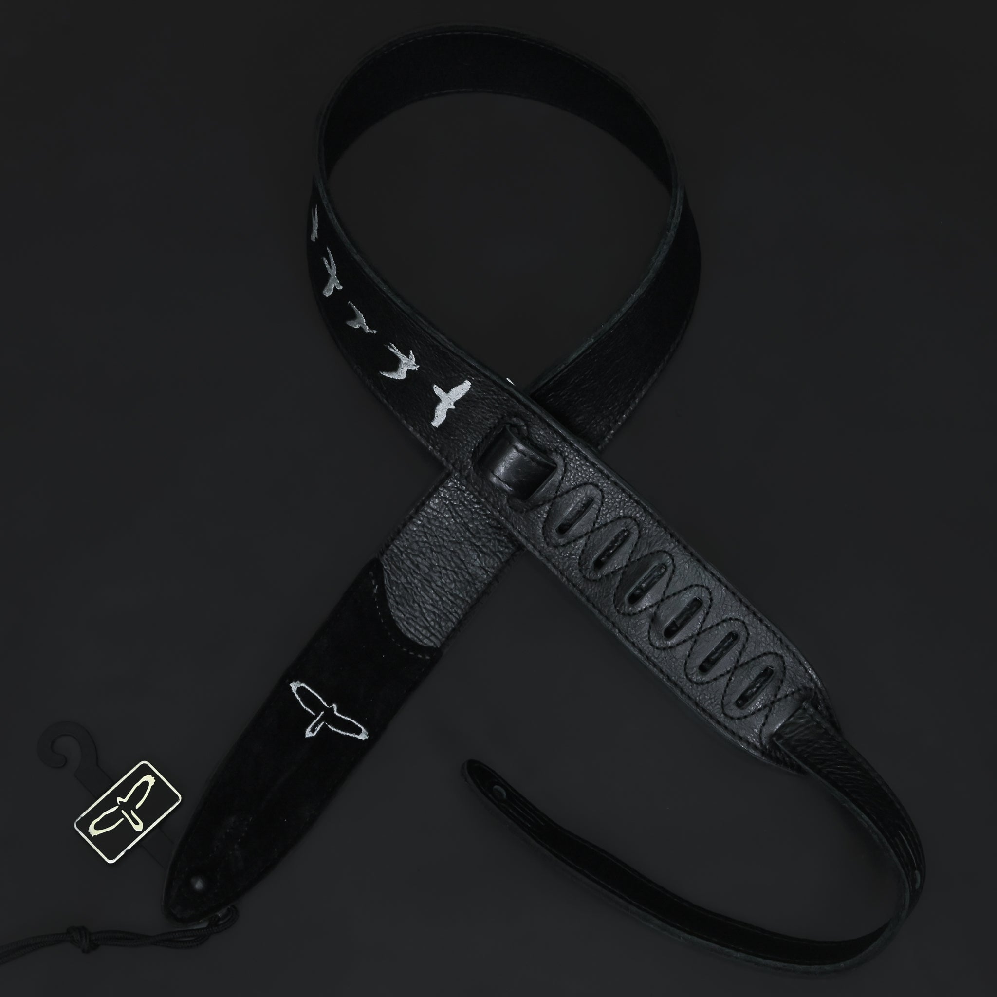 PRS Mark Lettieri Signed Premium Leather 2" Strap Embroidered Birds - Black
