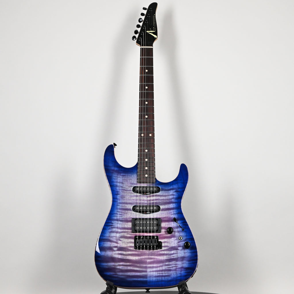 Tom Anderson Custom Drop Top Electric Guitar- Abalone to Deep Ocean Blue Burst with Binding 2026 (01-30-26P)