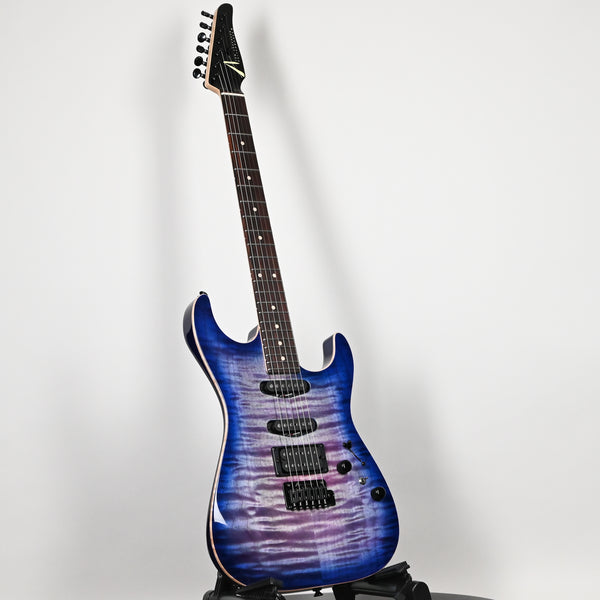 Tom Anderson Custom Drop Top Electric Guitar- Abalone to Deep Ocean Blue Burst with Binding 2026 (01-30-26P)