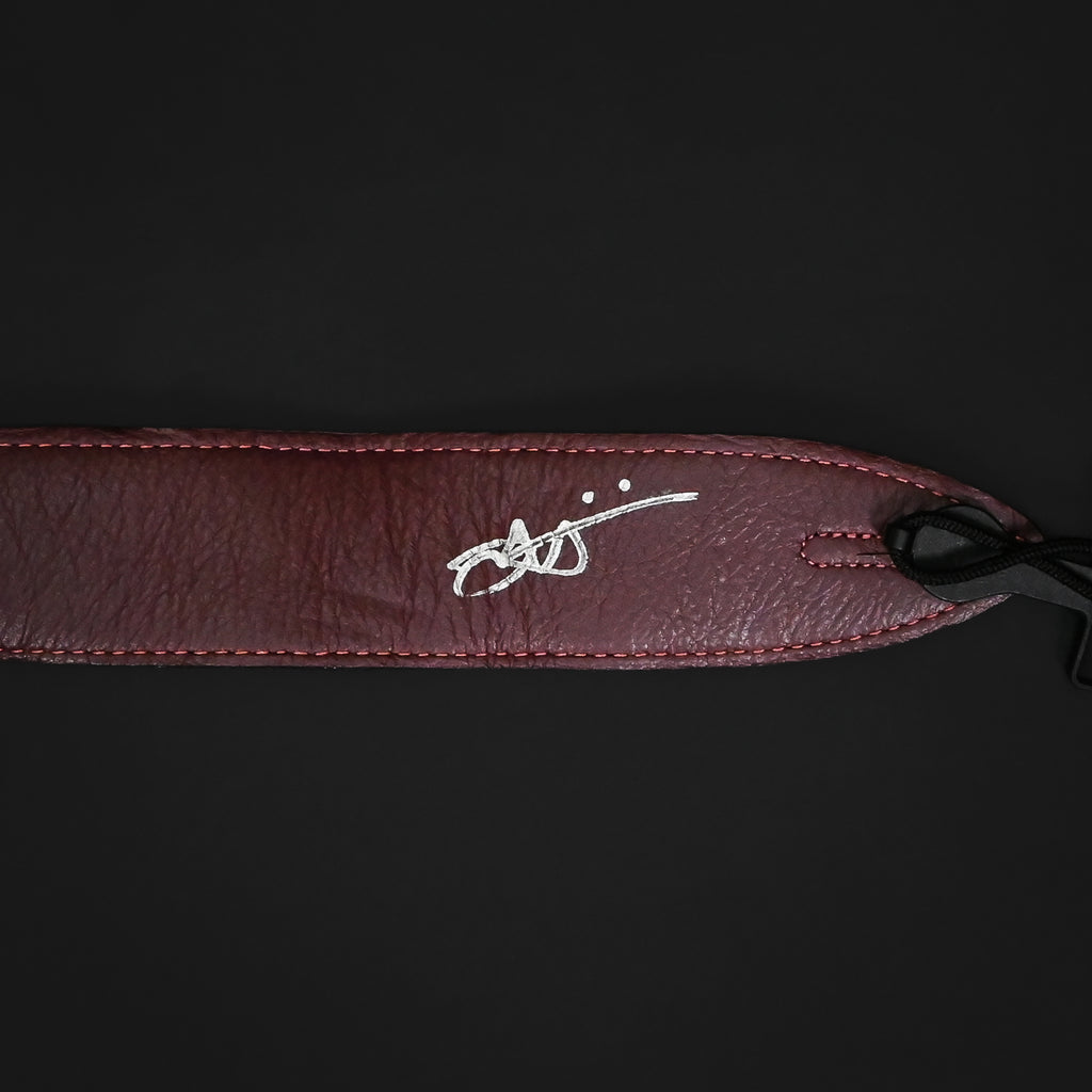 PRS Mark Lettieri Signed Premium Leather 2" Strap Embroidered Birds - Burgundy
