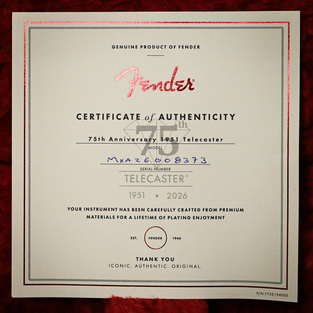 Fender 75th Anniversary Vintera Road Worn 1951 Telecaster- Butterscotch Blonde 2026 (MXA26008373)