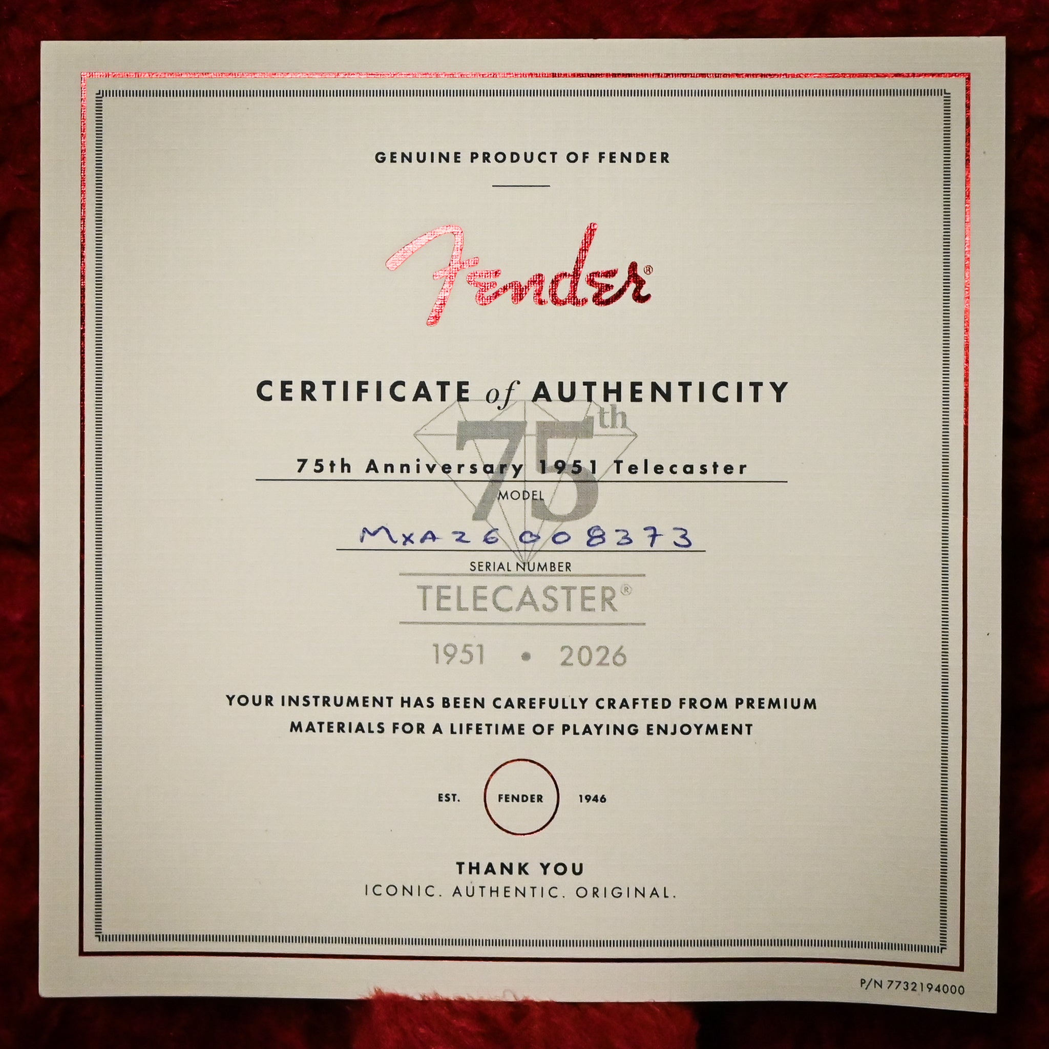 Fender 75th Anniversary Vintera Road Worn 1951 Telecaster- Butterscotch Blonde 2026 (MXA26008373)