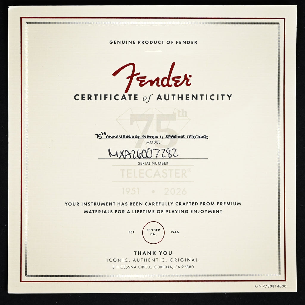 Fender 75th Anniversary Player II Sparkle Telecaster- Diamond Dust Sparkle 2026 (MXA26007282)