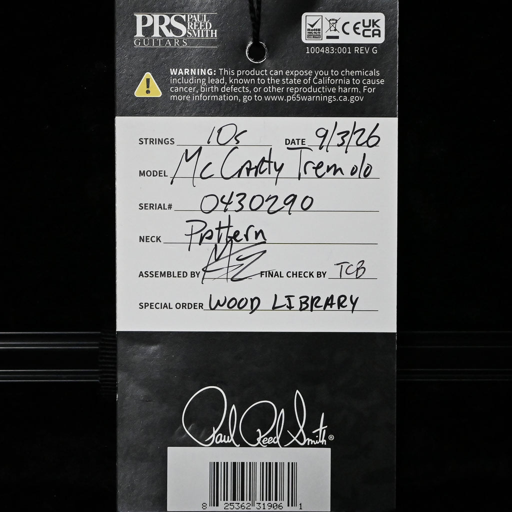 PRS Wood Library McCarty Tremolo w/ 10-Top & "408" Switching- Custom Color (Natural Back)- Stained Neck 2026 (0430290)