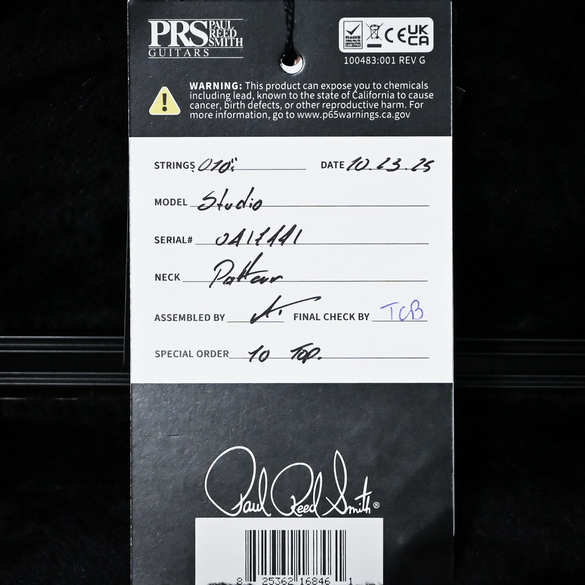 PRS Studio w/ 10-Top Electric Guitar- Charcoal Burst 2025 (0417441)