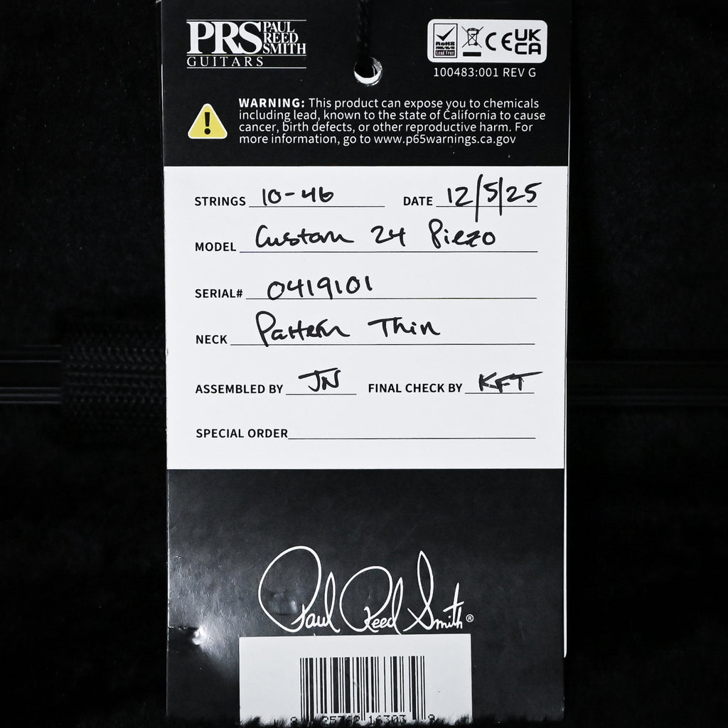 PRS Custom 24 Piezo w/ DMO Pickups Electric Guitar- Black (Natural Back) 2025 (0419101)