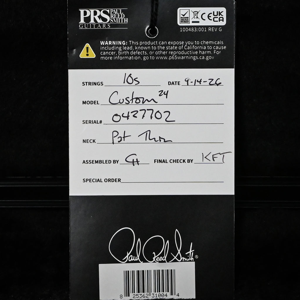 PRS Custom 24 w/ Artist Grade Quilt Maple Top & Awabi Birds- Faded Indigo 2026 (0427702)