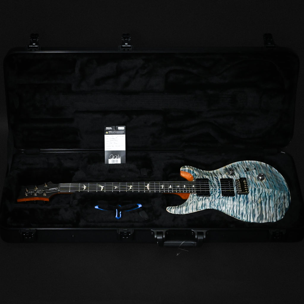 PRS Custom 24 w/ Artist Grade Quilt Maple Top & Awabi Birds- Faded Indigo 2026 (0427702)