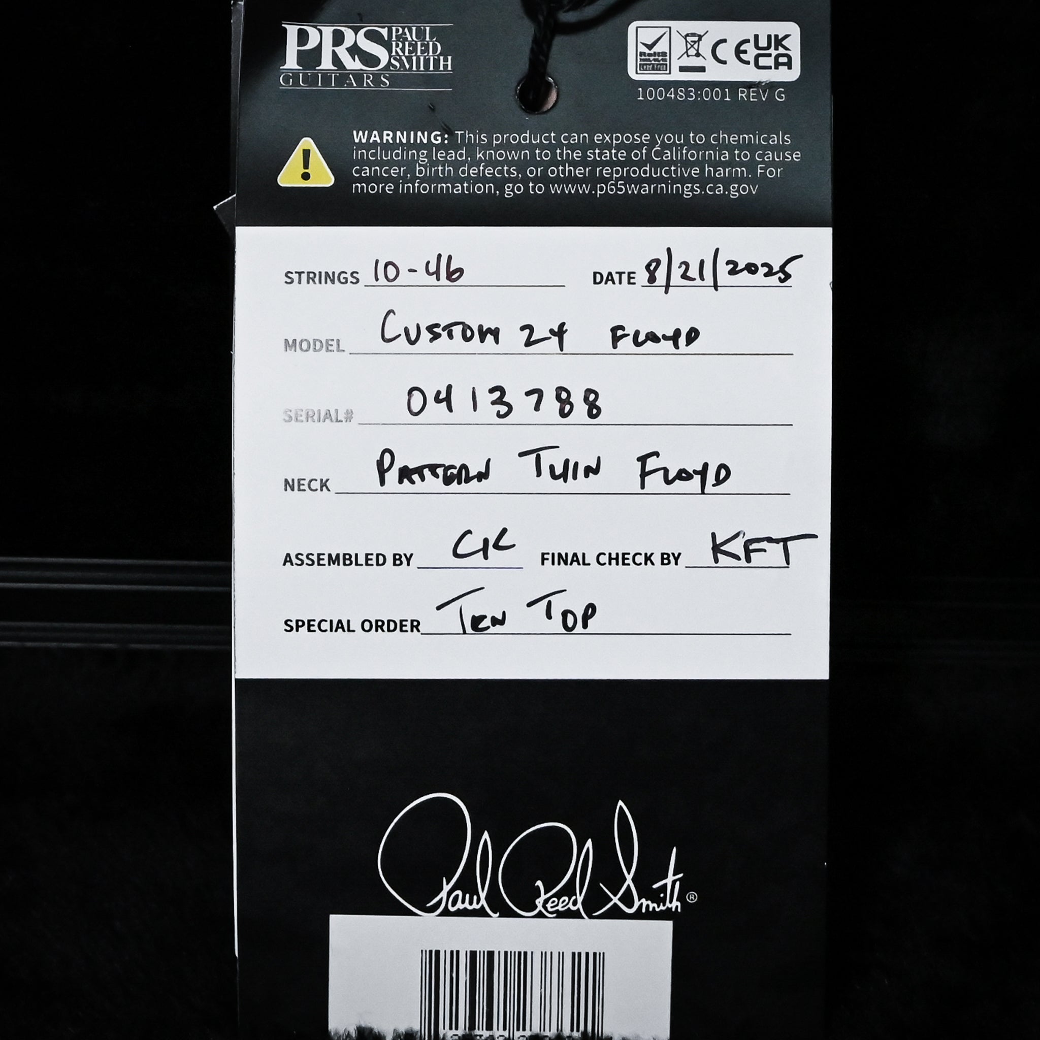 PRS Custom 24 "Floyd" w/ 10-Top & Floyd Rose- Black Gold 2025 (0413788)