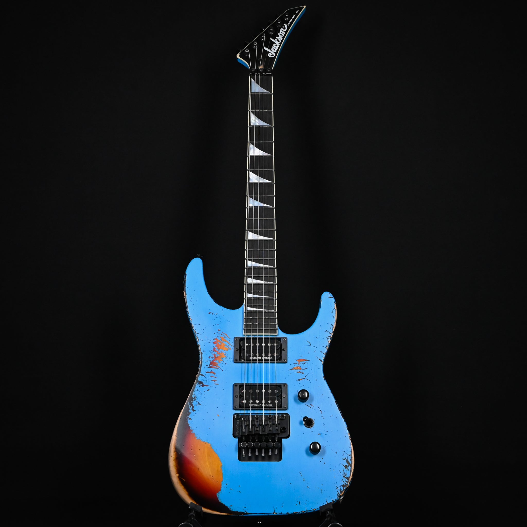 Jackson Custom Shop USA SL 2H FR Soloist Nitro Tour Relic- Robin Egg Blue/ 3-Tone Sunburst 2026 (J11564)