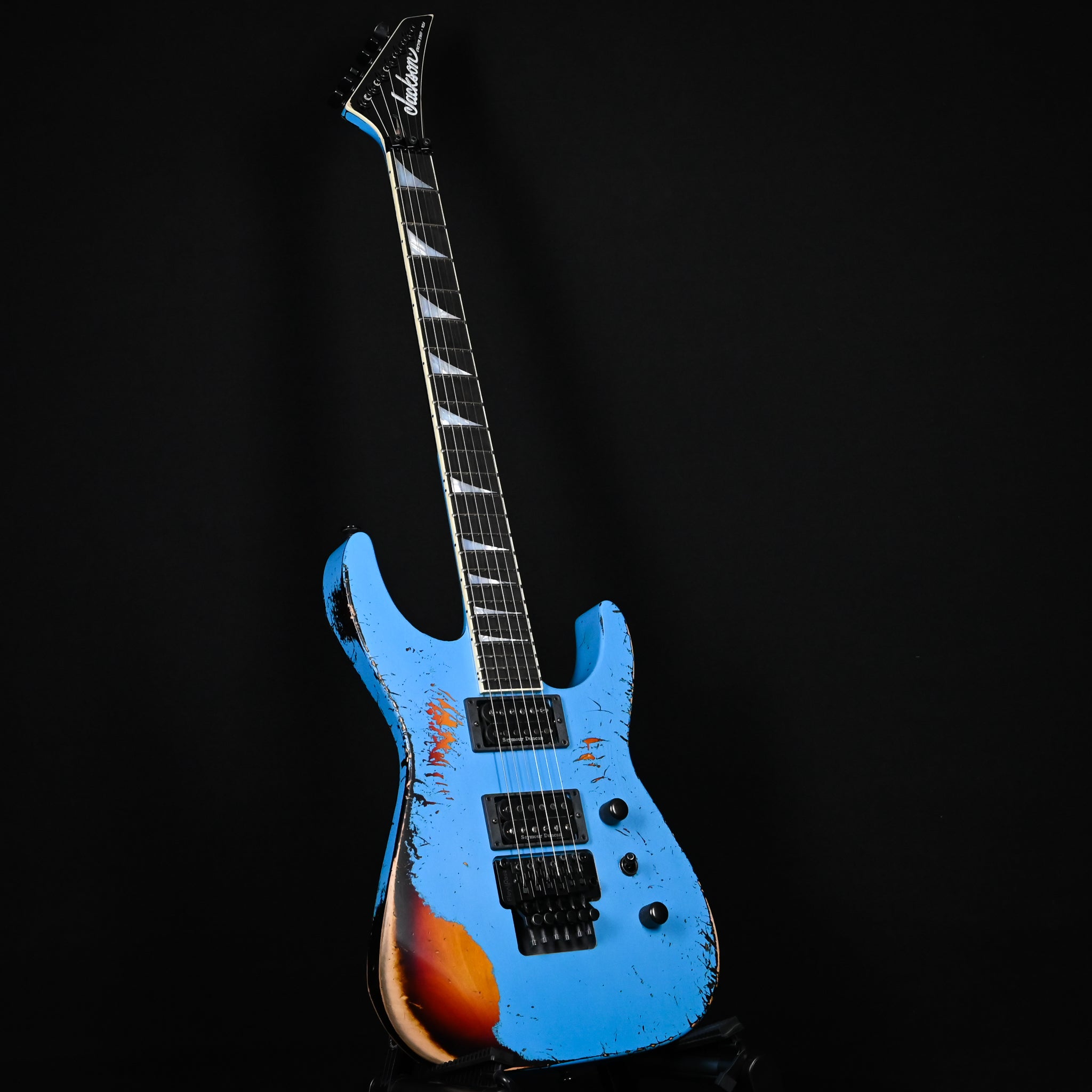 Jackson Custom Shop USA SL 2H FR Soloist Nitro Tour Relic- Robin Egg Blue/ 3-Tone Sunburst 2026 (J11564)