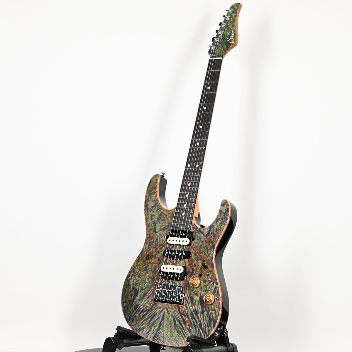 Suhr Custom Modern w/ Waterfall Burl Maple Electric Guitar- Trans Algae 2026 (93637)