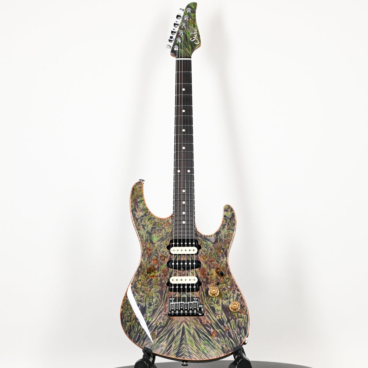Suhr Custom Modern w/ Waterfall Burl Maple Electric Guitar- Trans Algae 2026 (93637)