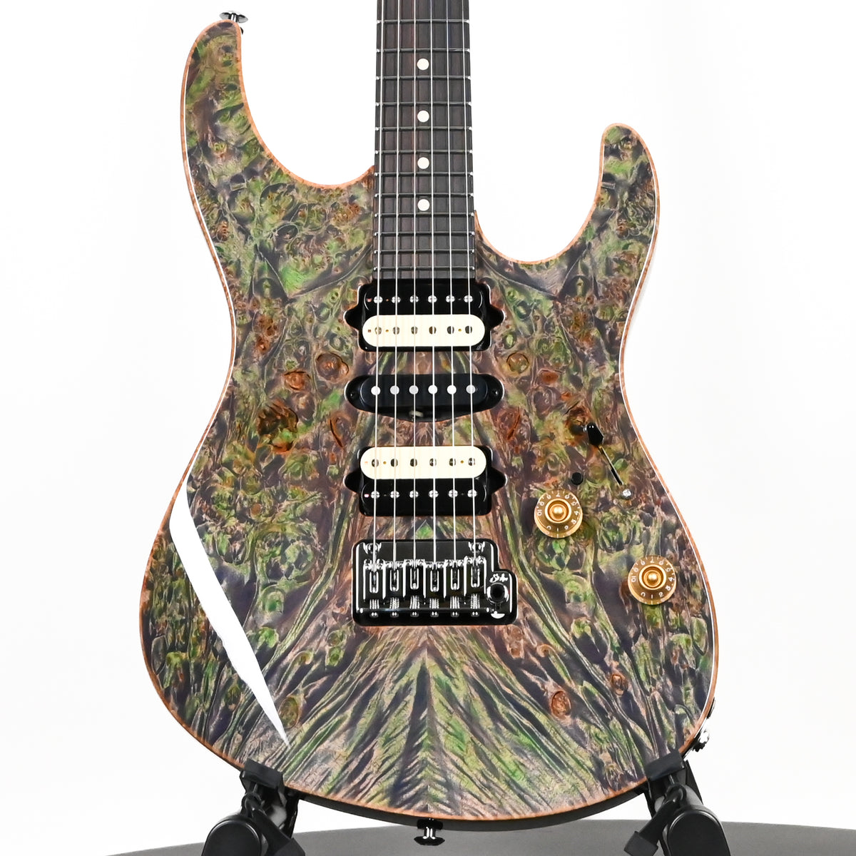 Suhr Custom Modern w/ Waterfall Burl Maple Electric Guitar- Trans Algae 2026 (93637)