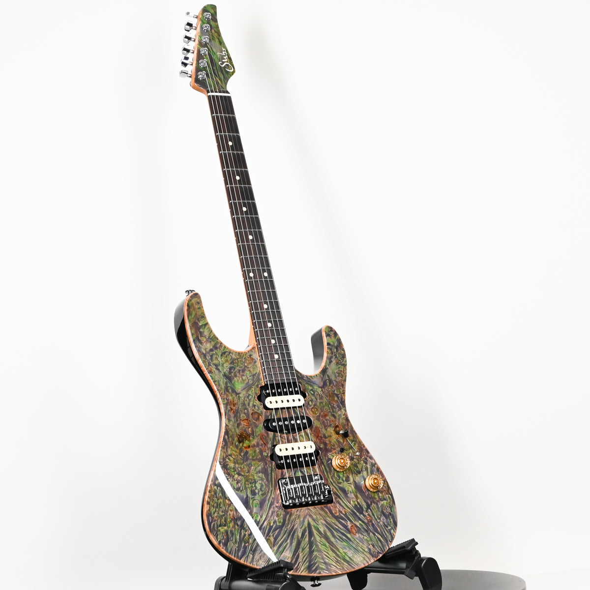 Suhr Custom Modern w/ Waterfall Burl Maple Electric Guitar- Trans Algae 2026 (93637)