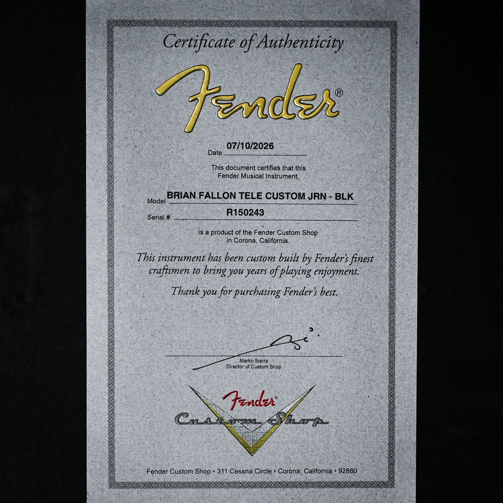 Fender Custom Shop Limited Edition Brian Fallon Telecaster Custom Journeyman- Black 2026 (R150243)