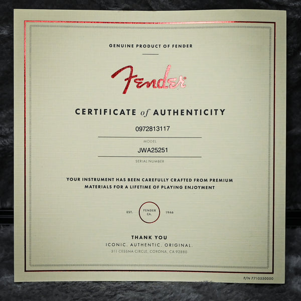 Fender Jack White Triplesonic Acoustasonic Telecaster Signature Guitar- Satin Arctic White w/ Black Top 2025 (JWA25251)