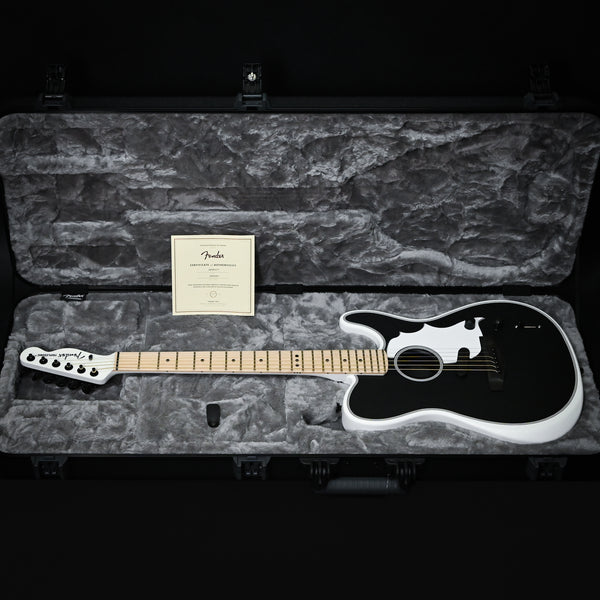 Fender Jack White Triplesonic Acoustasonic Telecaster Signature Guitar- Satin Arctic White w/ Black Top 2025 (JWA25251)