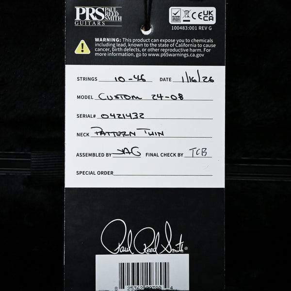 PRS Custom 24-08 Electric Guitar- Black Rainbow Holoflake Top & Binding 2026 (0421432)