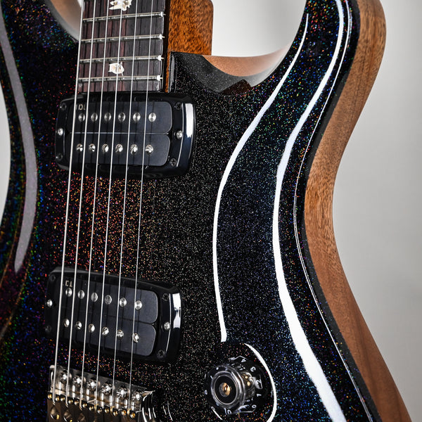 PRS Custom 24-08 Electric Guitar- Black Rainbow Holoflake Top & Binding 2026 (0421432)