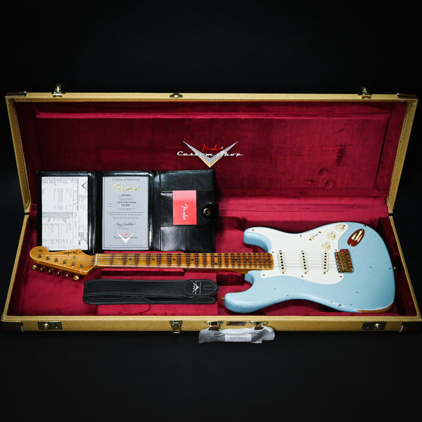 Fender Custom Shop Limited Edition '57 Stratocaster w/ Gold Hardware Relic- Faded Age Daphne Blue 2024 (CZ572026)