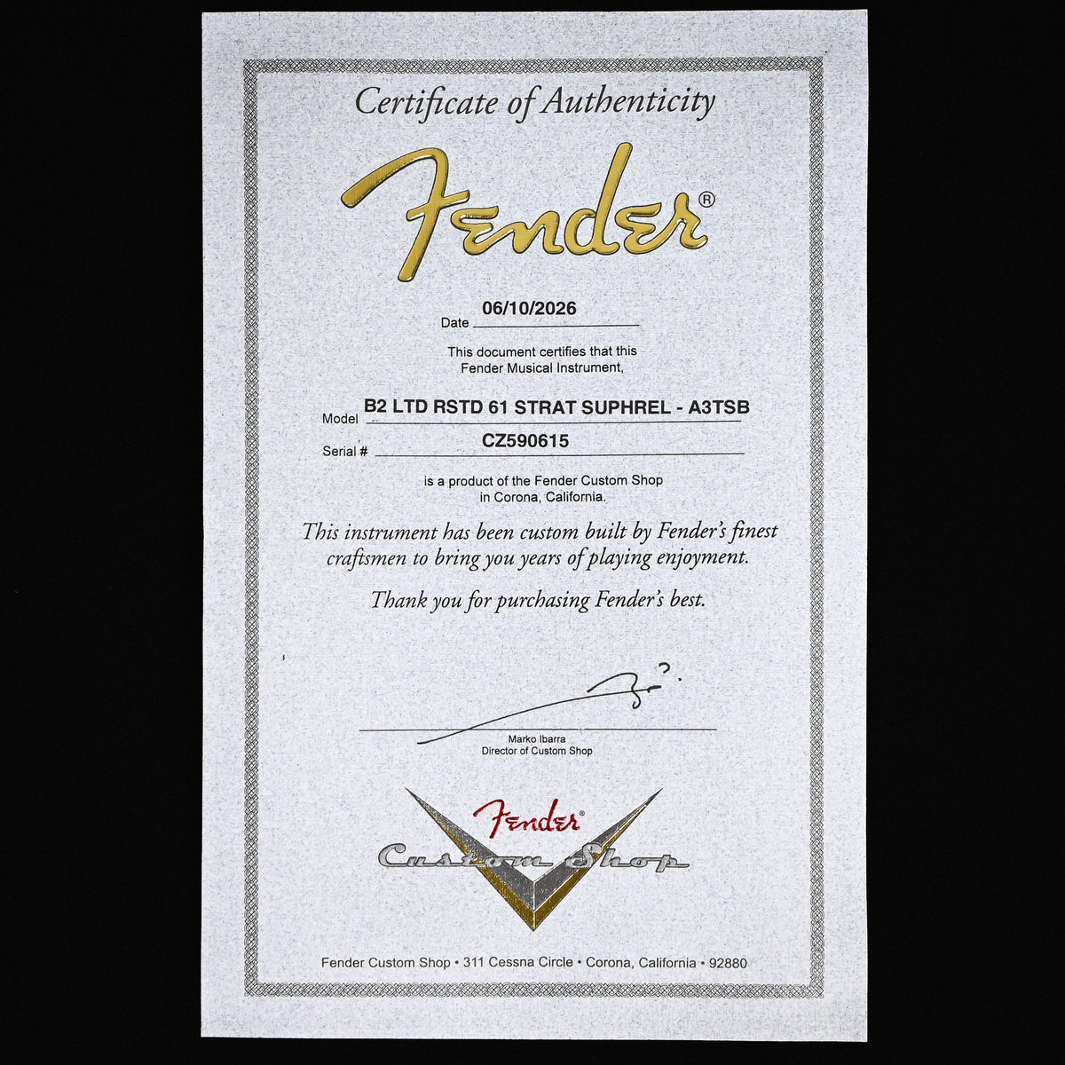 Fender Custom Shop Limited Edition Roasted '61 Stratocaster Super Heavy Relic- Aged 3 Color Sunburst 2026 (CZ590615)