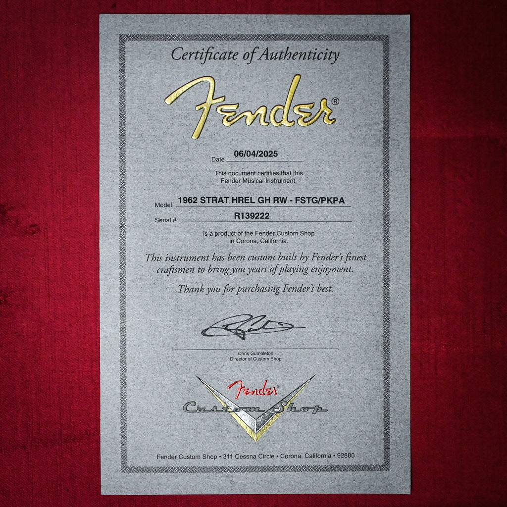 Fender Custom Shop 1962 Stratocaster w/ Gold Hardware Heavy Relic- Frost Gold/ Pink Paisley 2025 (R139222)