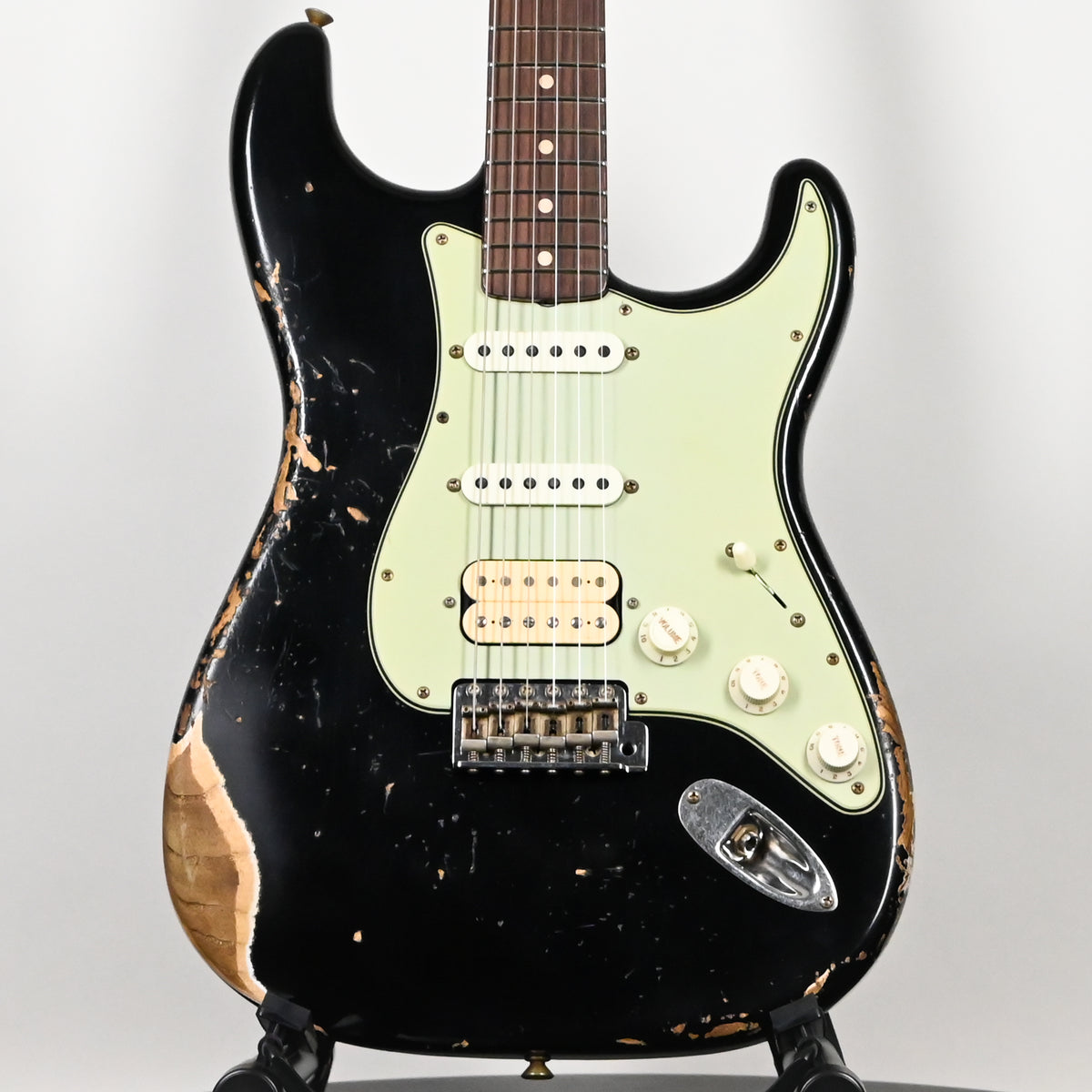 Fender Custom Shop '62 Stratocaster HSS w/ Painted Headcap, Heavy Relic- Black 2026 (R147929)